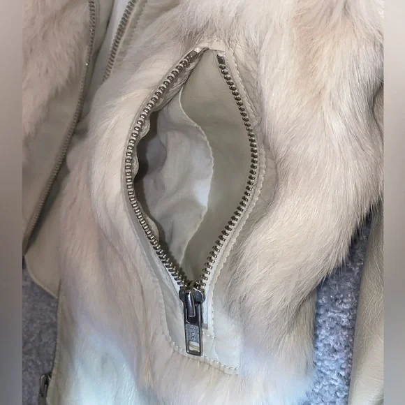 SOLD❣️MACKAGE JACKET Leather & Fur Ivory White - Picture 14 of 14